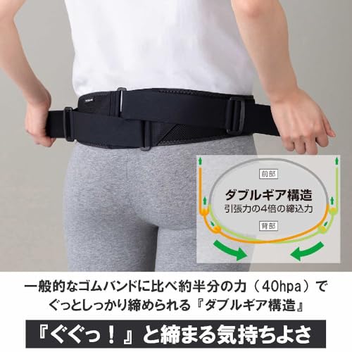 Lenden- und Beckenstützgürtel, hergestellt in Japan, für Sport, Arbeit, Golf, Tennis und mehr. Stützende Passform, Unisex, Schwarz, Normaler Typ, Klein.