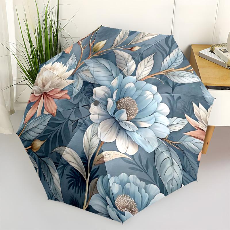 1pc Floral Pattern Automatic Open/Close Umbrella, Windproof, Folding Compact Umbrella with Lightweight Design for Women/Men031