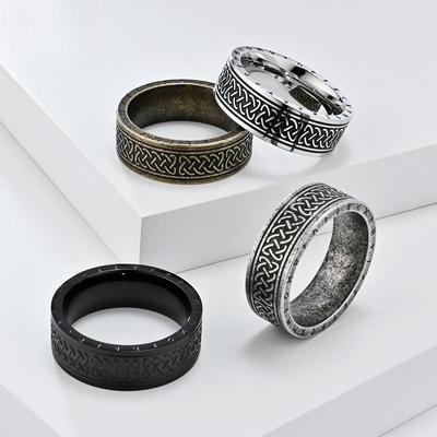 Nordischer Retro Silber Wikinger Text Titanstahl Ring