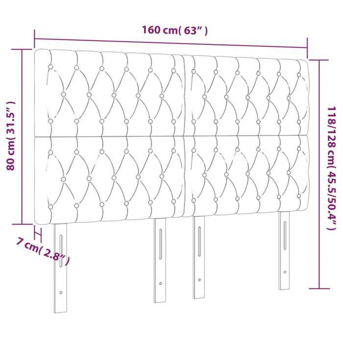 VidaXL Tête de Lit à LED Meuble de Chambre à Coucher Accessoire de Lit Double Tête de Cadre de Lit Intérieur Gris Clair 3122814