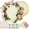 Wooden Base Wreath Iron Ring Gold Metal Iron Hoops Metal Center Pieces 30cm Size Golden Metal Wedding Flower Garland Table Decor