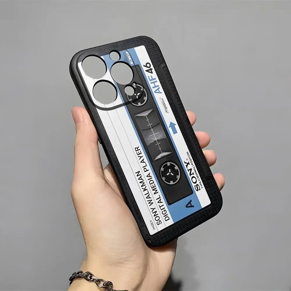 Retro Music Tapes Camera Phone Case For 16 Pro Max Iphone 15 14 Pro Max 13pro 11 X Xs Xr 8 7Plus Silicone Cover