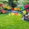 10Pcs/set Hawaii Party Decoration Colorful Hello SUMMER Flamingo Flowers Turtle Back Leaves Pineapple Glitter Pink Latte Flowers