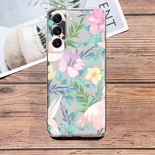 

Прозрачный чехол с милым белым кроликом и цветком для Samsung Galaxy S23 S22 S21 S20 Fe Ultra S10 S9 S8 Plus 10e S10lite Note 10plus 20ultra Samsung Note 20Ultra