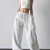 New Women's Wide Leg Pants, High Waist Drawstring Straight Leg Sweatpants with Designer Detail for Spring Summer