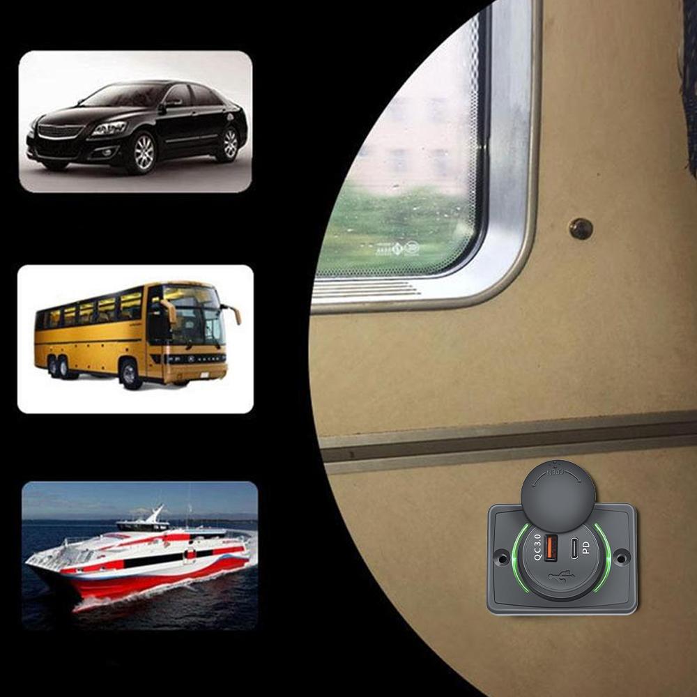 Dual Quick Charge 3.0 12V/24V Socket USB Charger PD Type-C Charger Waterproof Power Socket Adapter Car Charger Adapter