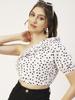 Moomaya Women  S Printed Crop Top, One Shoulder Cotton Casual Summer Top
