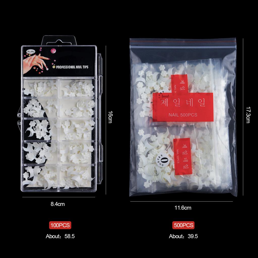 Nail Art Extension Nail Piece, Plum Blossom French Nail Piece, False Nail Piece, 500 Pieces Crescent Moon French Edge Nail Piece, Art Nail Piece