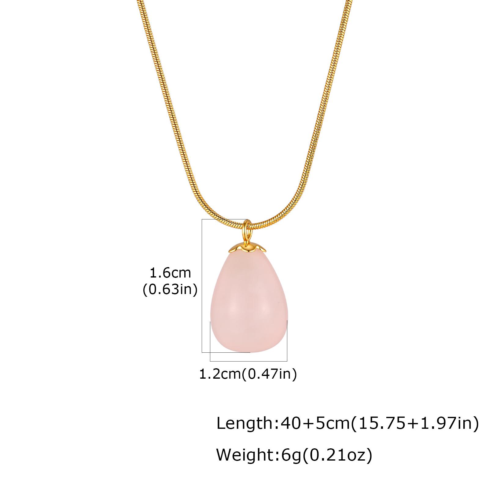Minimalist Natural Stone Teardrop Pendant Necklace for Women Stainless Steel 18k PVD Gold Plated Snake Bone Chain Necklace