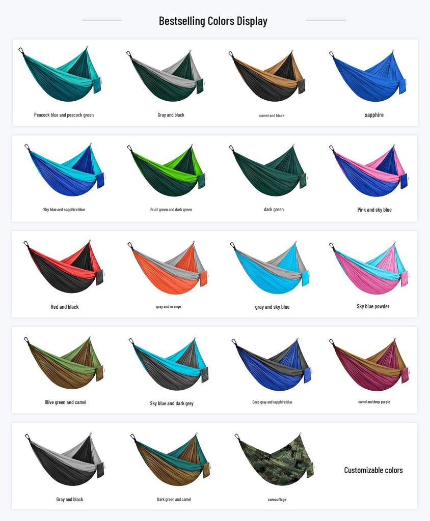 Customized Nylon Parachute Hammock: Single/Double Anti-Rollover Swing Chair for Camping & Indoor/Outdoor Use.