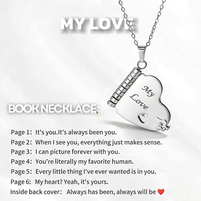 Titanium steel necklace, love book mother plot mother collarbone chain, hot-selling European and American fashion necklace