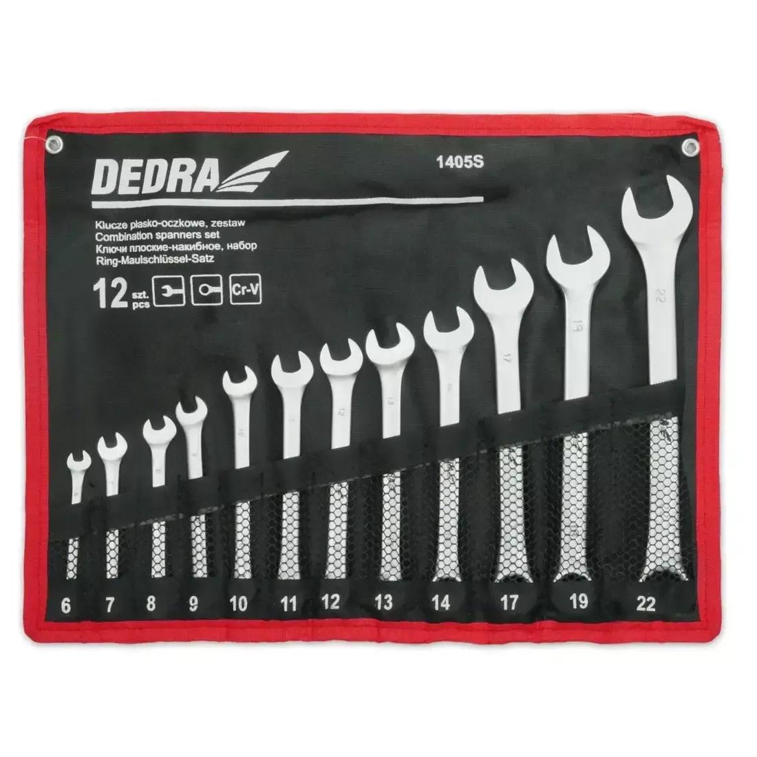 

Dedra 1405S 12-Piece Open-End Wrench Set crv Flat-Eye 6-14,17,19,22mm,Case