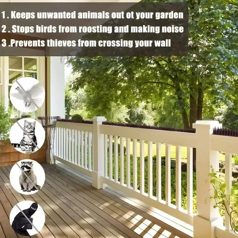 10 Rows 450CM Plastic Anti-Bird Spikes Garden Anti-theft Deterrent Spike Fence Wall Pigeon Cat Proof Prevent Tools Anti Climb Cat Spike