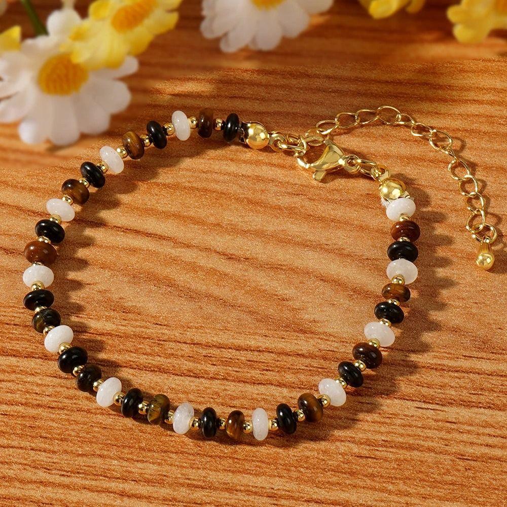 Natural Tiger Eye Stone Handmade Necklace High-end Sweater Chain Beaded Pendant  Collarbone Chain