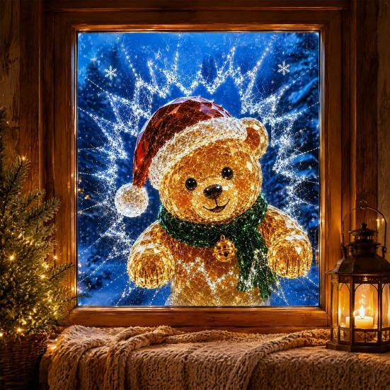 Holiday Party Decorations 2Pcs Christmas Window Stickers, Removable Waterproof PVC Decals, Peel And Stick Glass Mirror Decorative Stickers Decor,