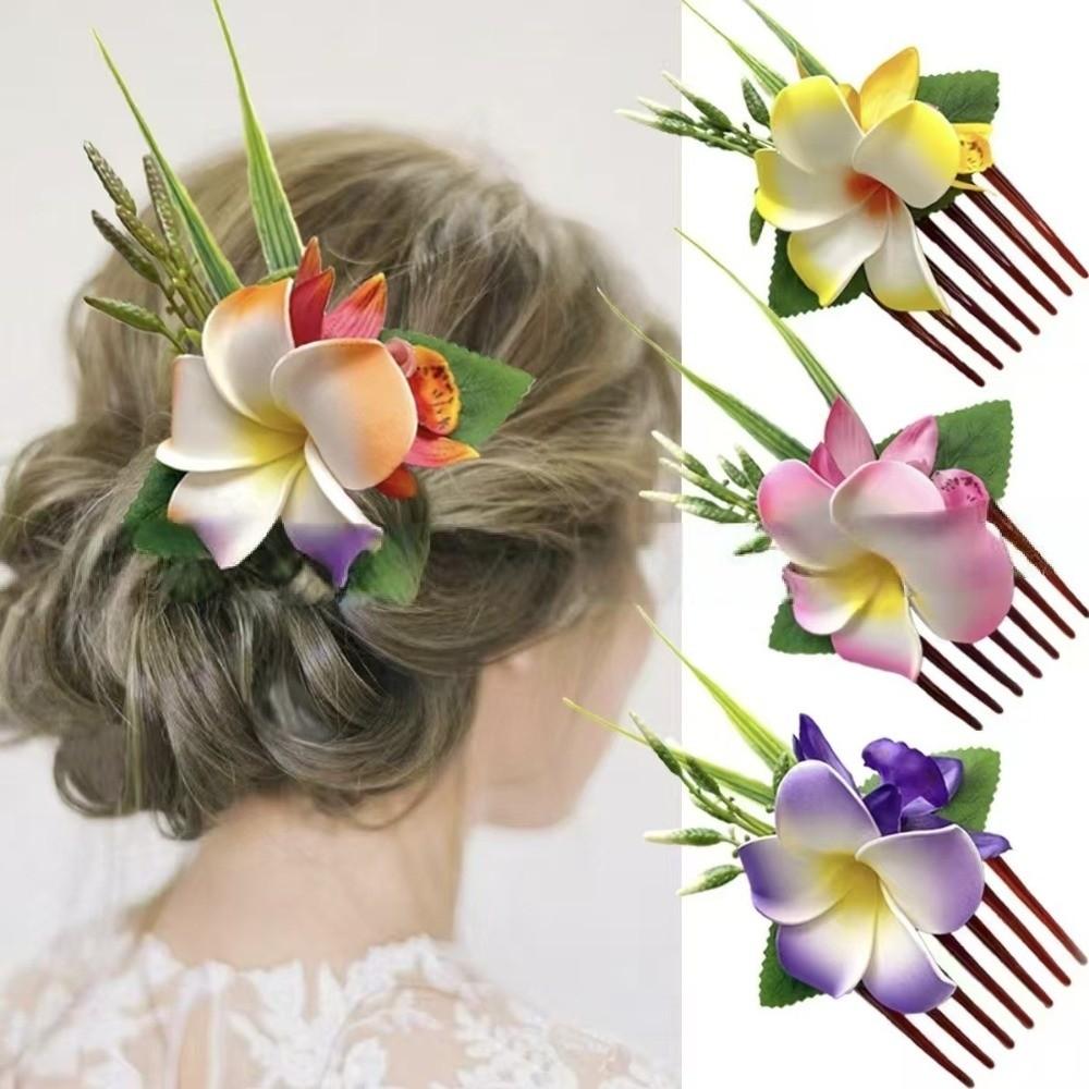 Elegant Side Clip Hair Clip Temperament Bohemian Style Hair Clip Fashion Plumeria Hair Comb Beach