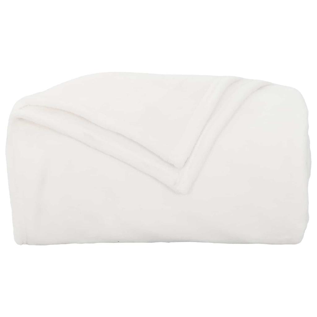 White Throw Blanket 130 x 150 cm Fleece