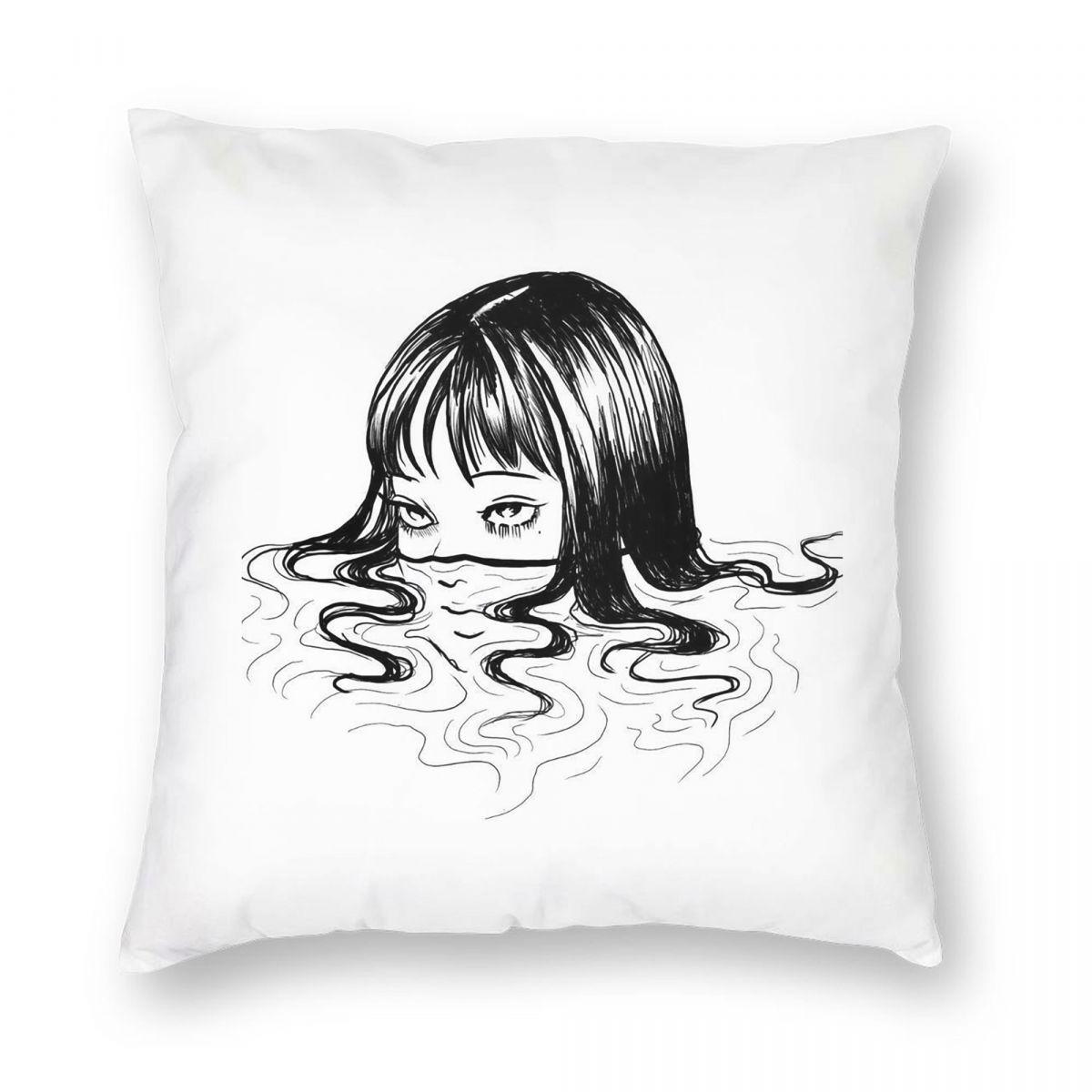 Tomie Anime Square Pillowcase Pillow Cover Cushion Throw Pillow for Home Bedroom Car 12x12Inch