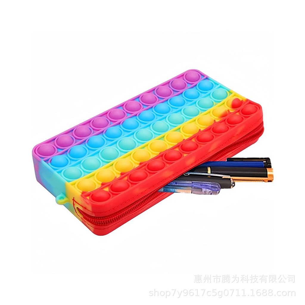 New Colorful Silicone Pencil Case with Fun Bubble Design for Kids' Creative and Educational Storage