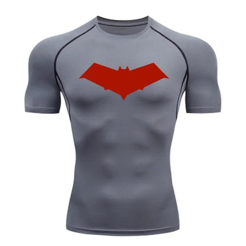 Clothing Fitness Compression Running T-Shirt Men Tops Bat Printing T Shirts Men Quick-Drying Gym Sportswear Jersey Tee For Male