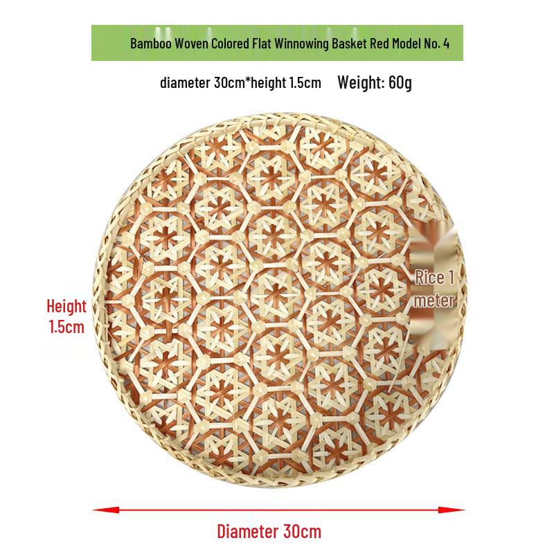 Colorful Handmade Bamboo Weaving Winnowing Basket - Round Hanging Ornament & Sieve for Kindergarten, Hotel, or Homestay Decoration