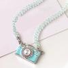 Vintage Camera Pendant Necklace With Crystal Beads 45Cm Adjustable Chain For Women Elegant Collarbone Jewelry Gift