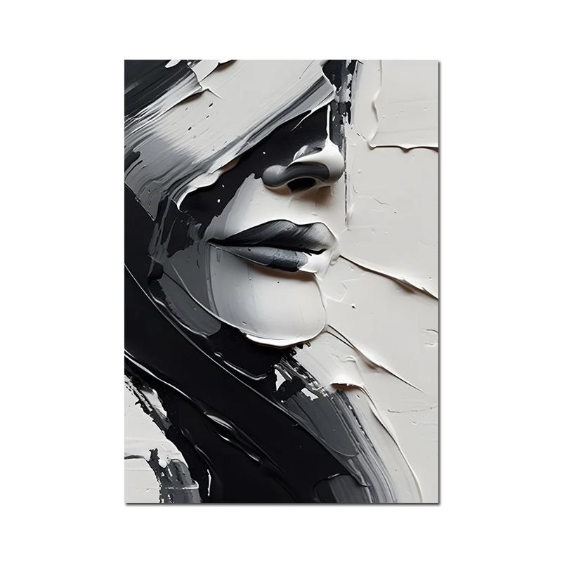 

Абстрактная черно-белая женская текстура лица, холст, картина, современные постеры с рисунками и принты для декора гостиной, без рамки 40x60cm (Unframed) серый
