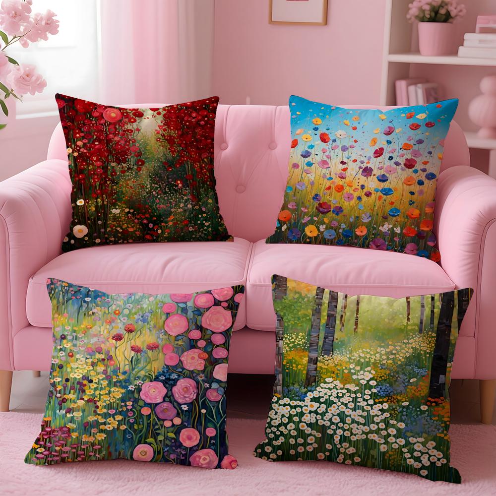 Midsummer Nights Flowers Cushion Cover Short Plush DoubleSided Printing Home Machine Washable in Warm Winter Pillow Cover