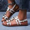 Ladies' Casual and Fashionable Metal Buckle Decoration, Classic and Comfortable Flat Bottomed Lightweight Beach Slippers