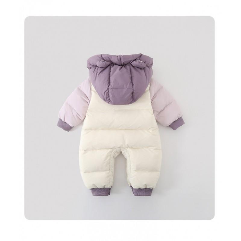 Baby Down Snowsuit 2026 Winter Infant Hooded Puffer Jumpsuit Girls 1-3 Years Extra Warm Outfit
