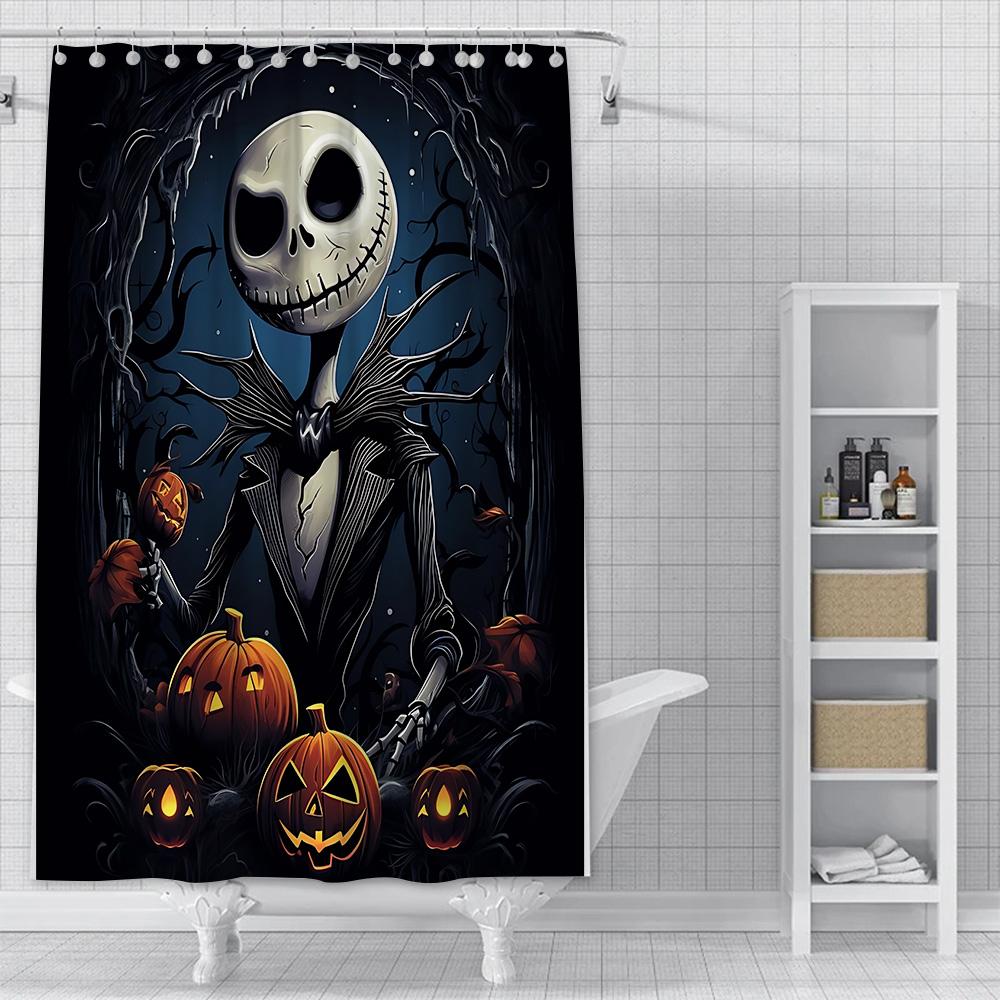 Dusche Jack Skellington Vorhang Wasserdicht Polyester Stoff Farbe Bunt Badezimmervorhänge Haus Badezimmer Dekor Vorhang Mit Haken