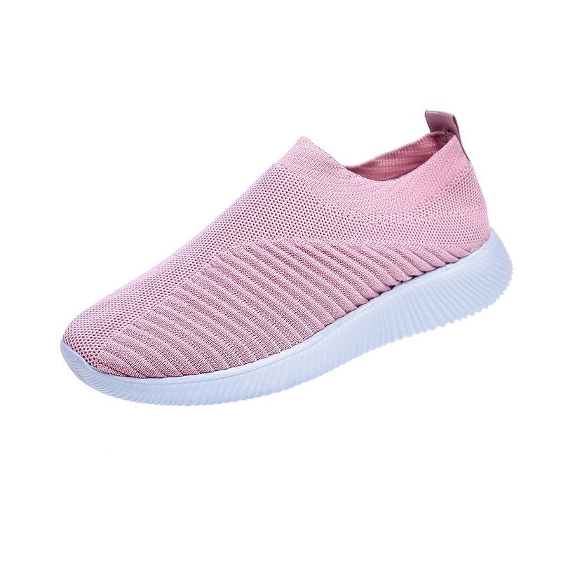 Women's Plus Size Flyknit Casual Running Shoes - Breathable Low-Top Sock Sneakers