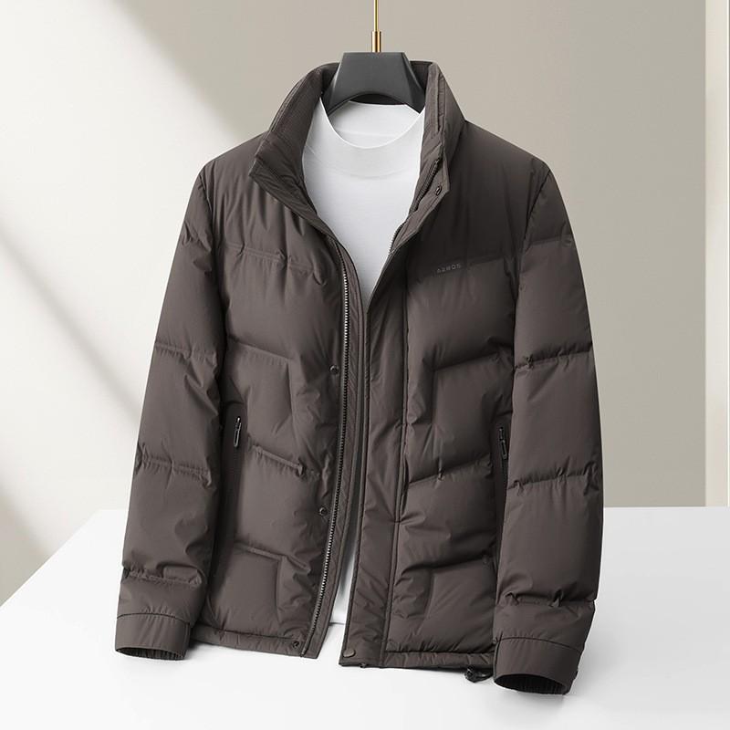 Mens Winter Down Jacket With Stand Collar Zipper Lightweight Warm Casual Outerwear 90% Duck