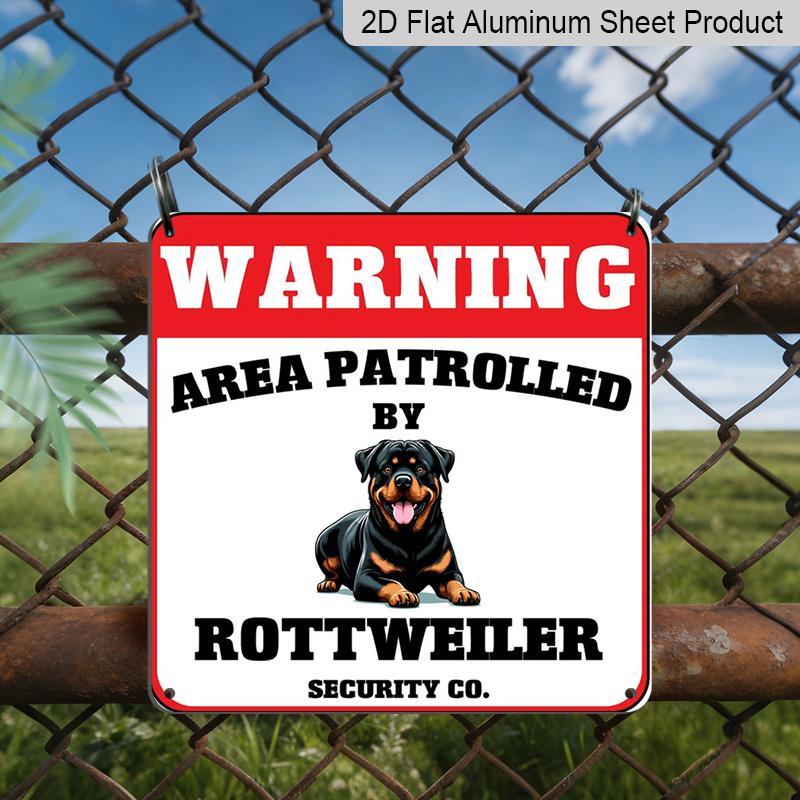 

2D Flat 1pc, Metal Sign Indicating A Patrolled Area By A Rottweiler Dog, Suitable for Both Indoor and Outdoor Use. It Serves As A Warning or Caution 20*20cm