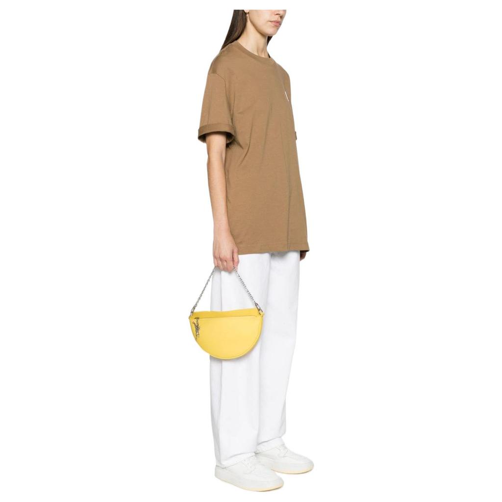 Longchamp Smile Jewelry Logo Catena e Tracolla Staccabili Borsa a Sella in Pelle di Vitello Borsa a Tracolla Piccola da Donna Giallo 10224HDS020