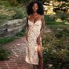 Dress Floral Slit Slim-Fitting Strap Dress