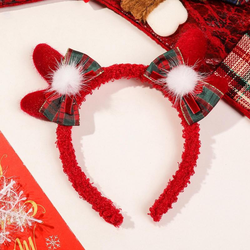 Christmas Antlers Headband Red Christmas Realistic Hairband Festive Deer Cosplay Headband For Adult For Kids Women Holiday