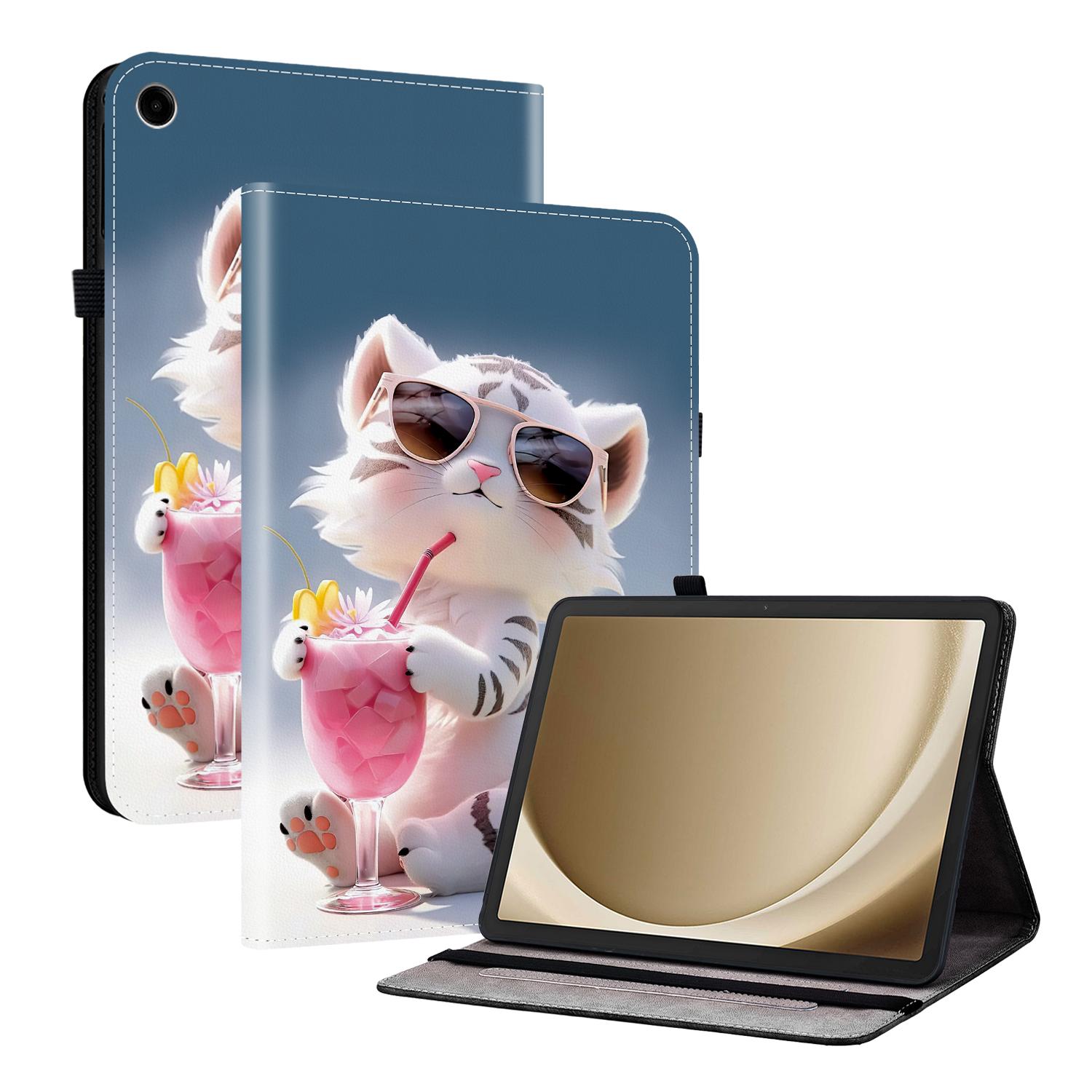 

Кожаный чехол для Samsung Galaxy Tab A11+ с принтом, подставка, чехол для планшета с отделениями для карт D