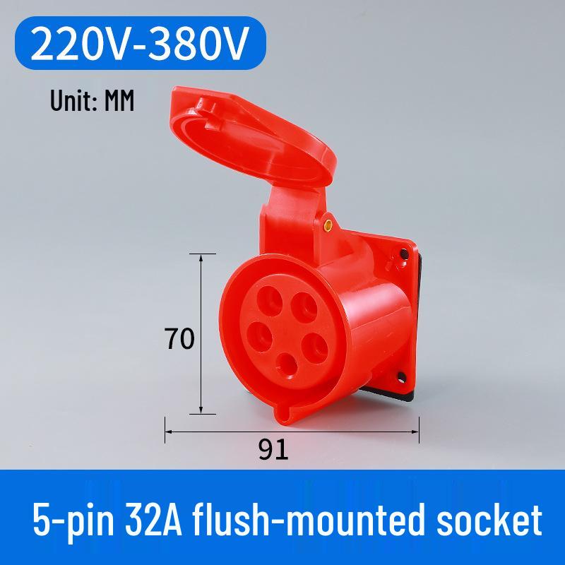 16/32A Waterproof Industrial Plug & Socket - Surface/Flush Mounted Aviation Connector