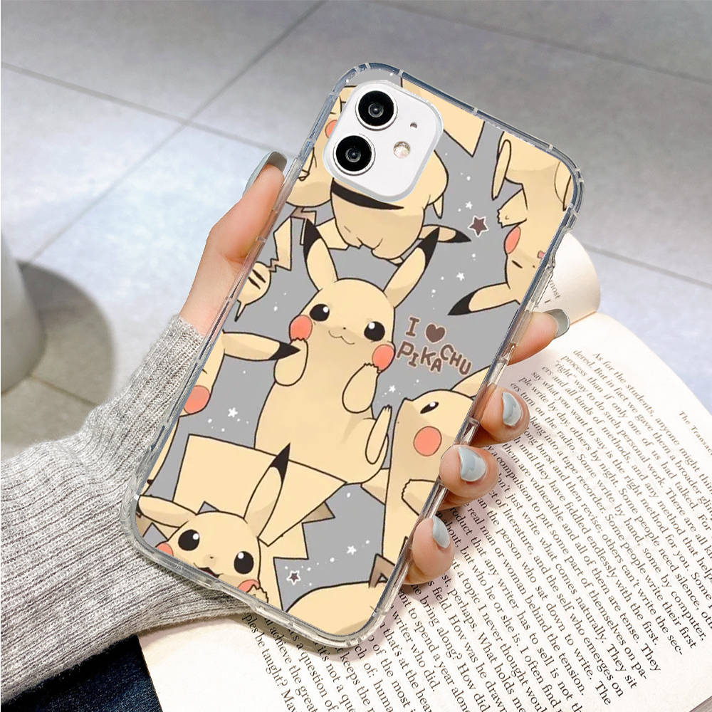 PK11 Lovely Pikachu Transparente Hülle für Samsung A04 A14 A23 M33 M53 Realme 10 9 C35 C55 VIVO Y02 Y12 Infinix Hot 30 Note 11 Tecno Spark 8P Pro