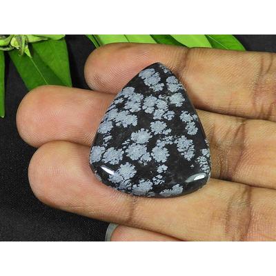 28X35X05MM Naural Snowflake Obsidian Pear Cabochon Loose Gemstone 42Cts. SK-3770