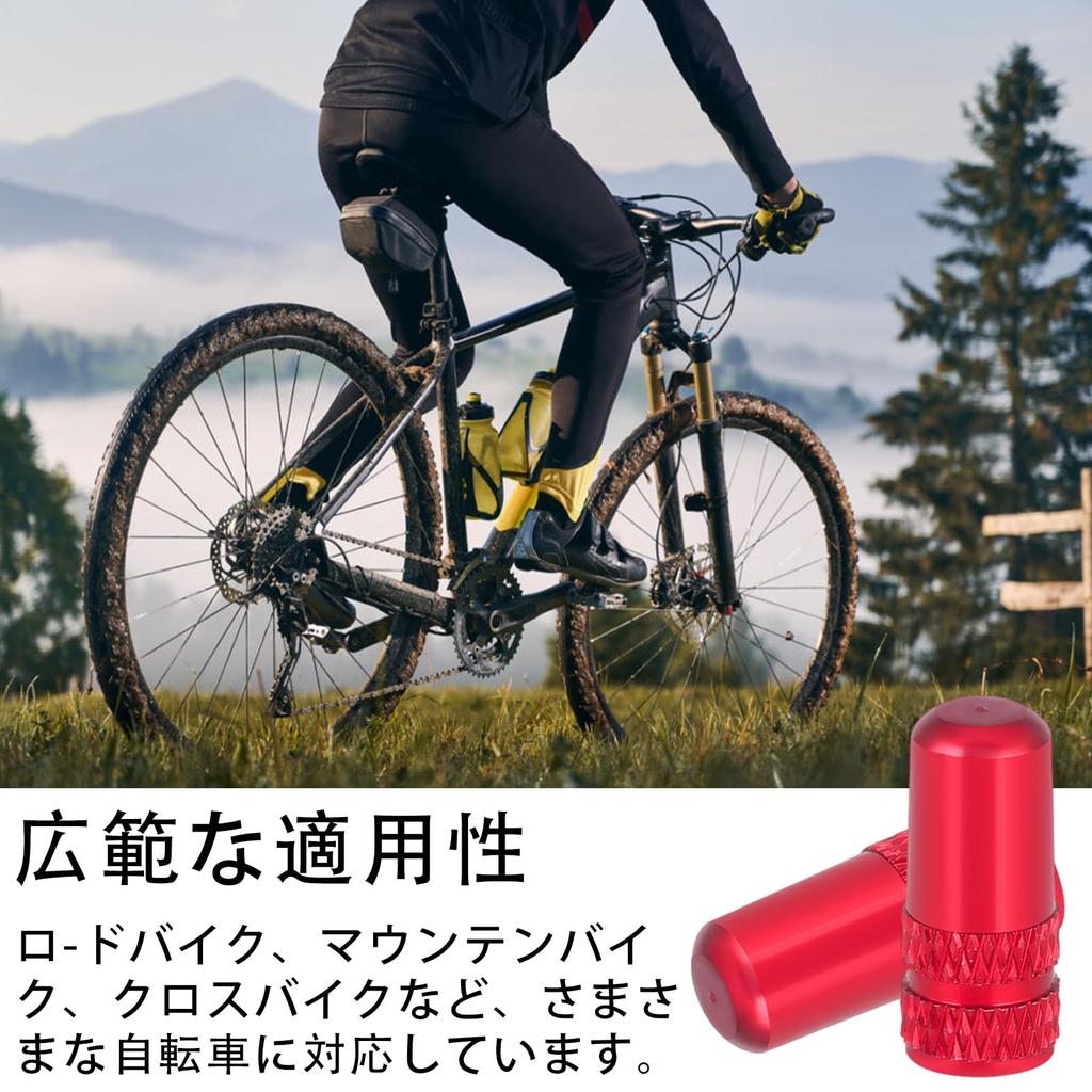 Set of 10 Bicycle French Valve Caps, Red, Aluminum Alloy, French Valve Adapter, especially suitable for off-road bikes