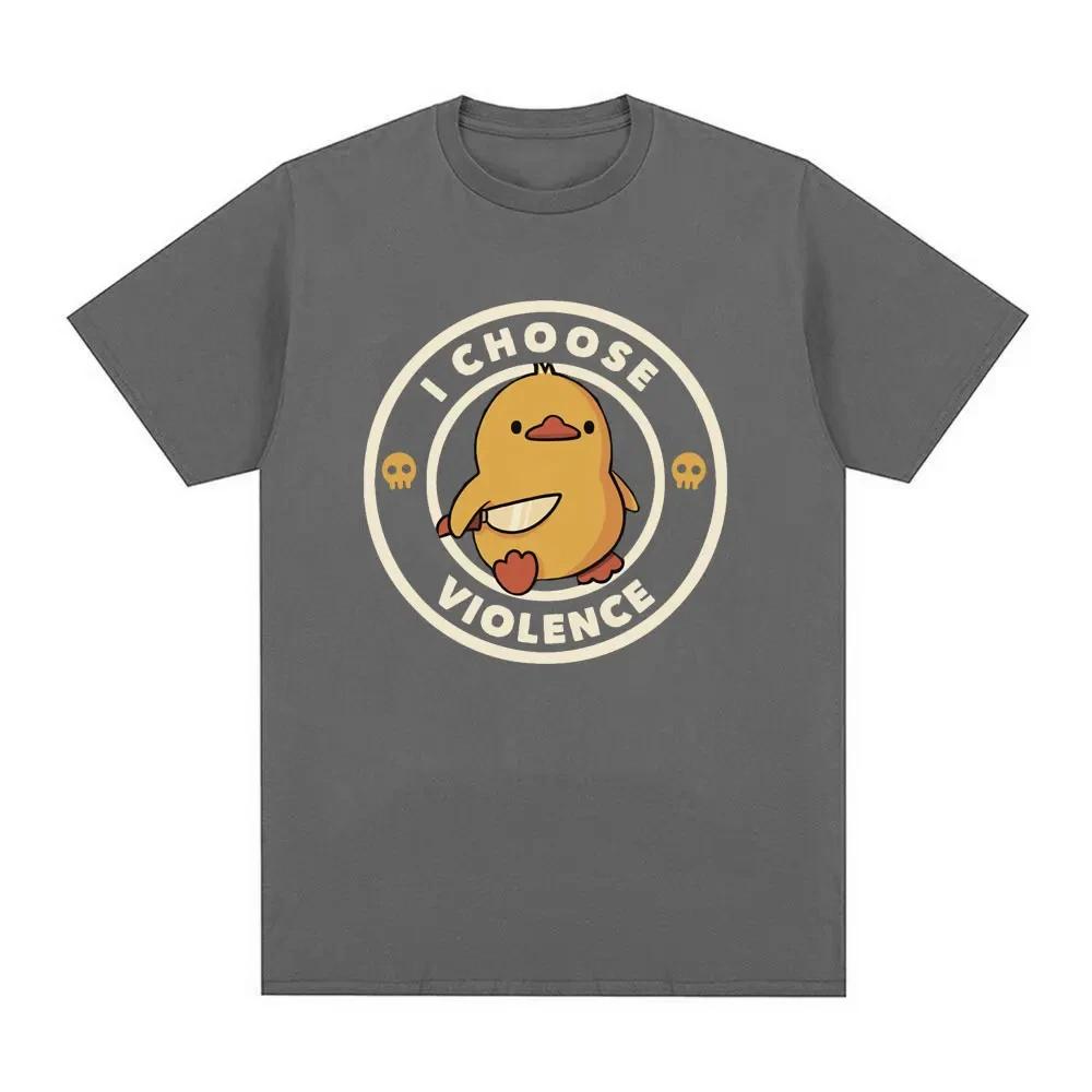 Choose Violence T Shirt Funny Duck Humor Slogan Short Sleeve T-shirts Men Women 100_ Cotton Loose Oversized T-shirt Streetwear