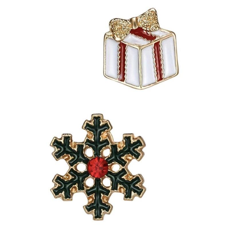 New Christmas Versatile Brooch Snowflake Bell Painted Oil Women's Three-piece Combination Brooch
