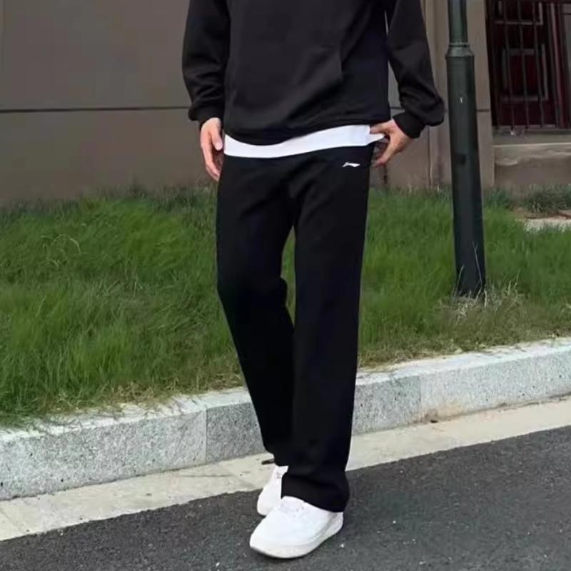 Li Ning Badminton Series Comfortable Fleece Warm Cotton Polyester Knitted Sports Pants Unisex bottoms YZMB13-2