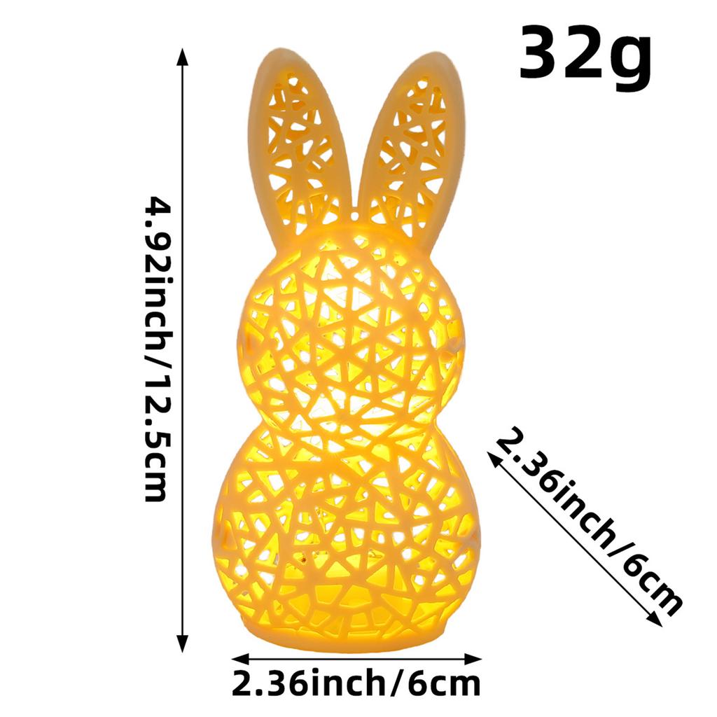 3D Printed Lighted Hollow Out Bunny Figurine Easter Portable Animal Nightlight Easter Gifts for Kids Spring Indoor Home Decor