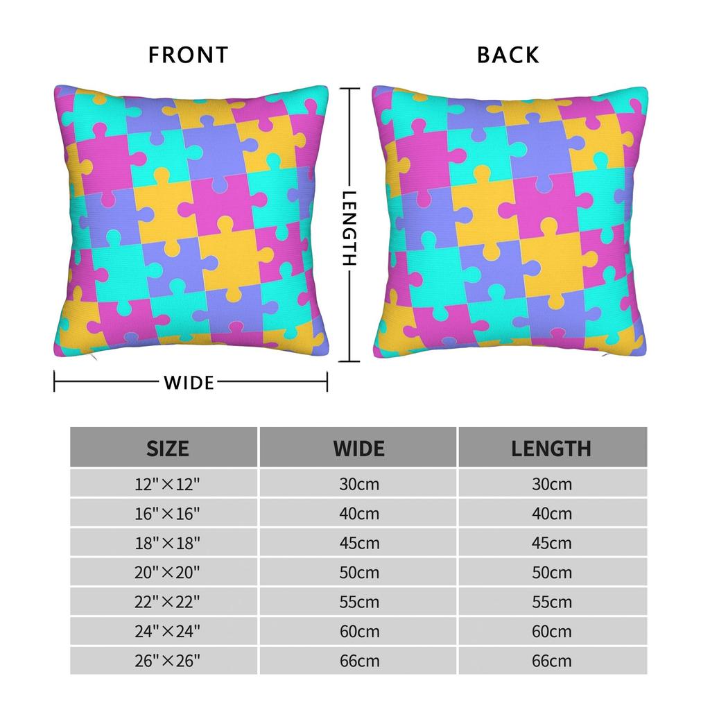 Autism Awareness Pastel Purple Yellow Teal Pink Puzzle Pillowcases Fashion Pillow Case For Sofa Home Decor Custom Pillow Cover