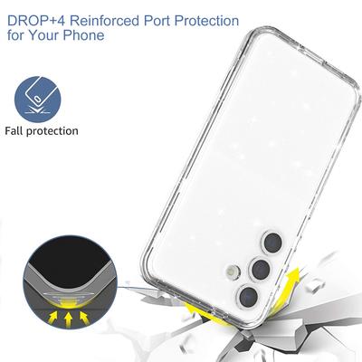 For Samsung Galaxy S24 Case Compatible with MagSafe Glitter Clear Phone Back Cover with Lens Film