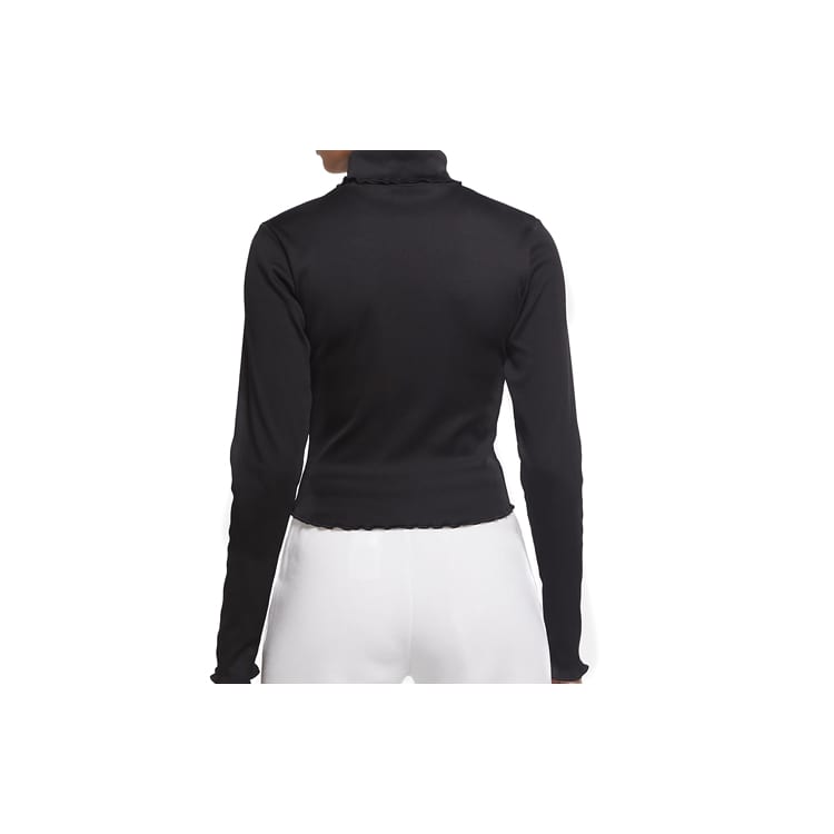 Nike T Shirts Women's Black Stand Collar Moderate Straight Fit CU5365-010