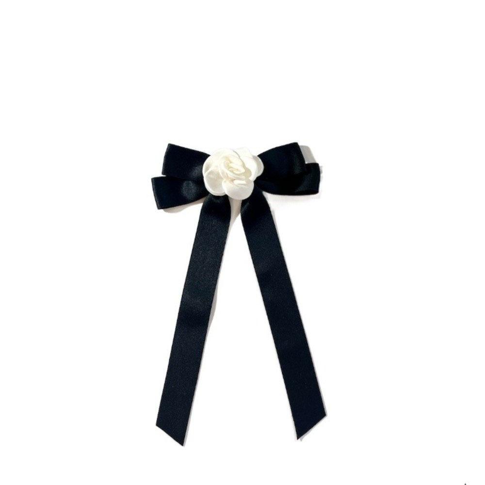 

Camellia Black Bow Brooch Pin Pearl Mourning Badge Brooch Simple Funerals Memorial Pin Women Style C Black